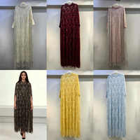 Robe Kaftan de Luxe Brodé de Paillettes Florales Personnalisée OEM ODM, Abaya Modeste Musulmane pour Mariage, Fournisseur en Gros