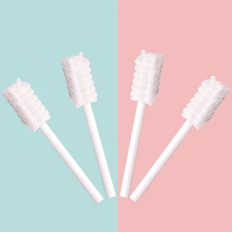 OEM brand hot selling disposable cotton baby toothbrush baby oral tooth cleaner baby oral tongue cleaner