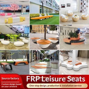 Chaise de loisirs en fibre de verre à effet bois et banc commercial personnalisable pour espaces extérieurs de bâtiments de bureaux, origine Guangdong - Product Image 4