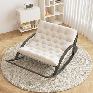 Poltrona a Dondolo Doppia Fissa Reclinabile, Moderna e Minimalista, in Metallo Pieghevole e Inclinabile, per Balcone e Casa, Sedia per Riposo - Product Image 1