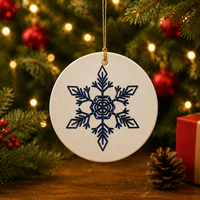 Ornement de Noël suspendu en céramique moderne personnalisé, imprimé UV, décoration de sapin de Noël personnalisée, cadeau écologique