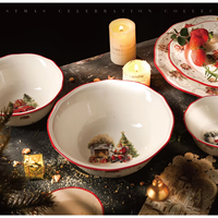 Service de vaisselle en céramique de style américain, ensemble mixte blanc et rouge, petits bols en céramique de 6 onces pour mélanger riz, salade et soupe, avec bord doré