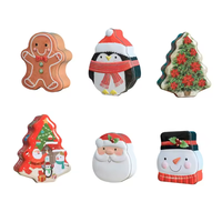 Boîte en Fer Durable de Noël avec Père Noël Bonhomme de Neige Pingouin Homme Pain d'Épices pour Chocolats et Bonbons – Emballage Cadeau