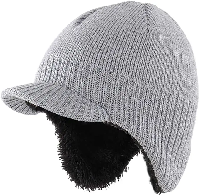 Зимняя шапка для маленьких мальчиков, пушистая вязаная детская шапка с козырьком и ушами