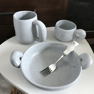 Tasse à café en céramique japonaise avec grandes oreilles <span class=keywords><strong>Bol</strong></span> à double oreille <span class=keywords><strong>Bol</strong></span> à salade avec poignée unique <span class=keywords><strong>Bol</strong></span> à riz - Product Image 3