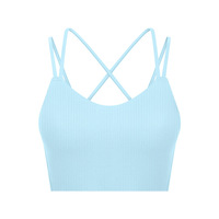 Sujetador deportivo acolchado OEM personalizado con espalda cruzada y canalé, de alto soporte, para correr, gimnasio, fitness, marca privada, venta al por mayor, para mujer
