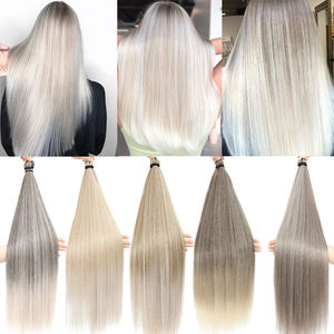 Набор для наращивания волос GLADYS: мягкие синтетические пряди для плетения косичек, прямые, омбре (коричневый, розовый, красный, блонд), 28 дюймов, 300 г, 3 шт. - Product Image 5