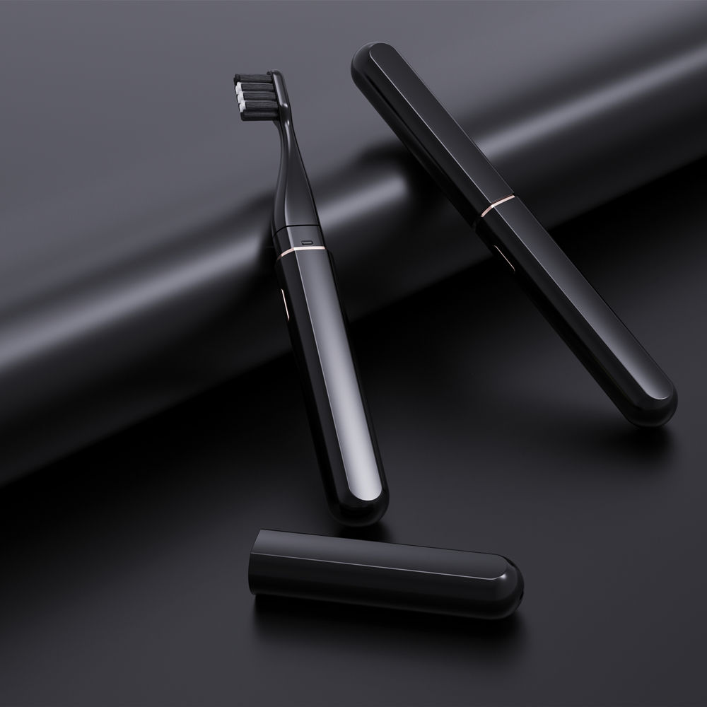 Clean Sensitive Mode Simple Portable Quip Slim 3A Battery Metal Sonic  Shaver Electric Toothbrush Heads Black - Main Image