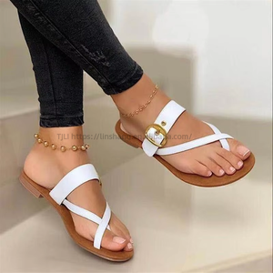 Summer New Women's Pintoed Flat Bottom Slippers Large Strap Casual Sandals - Product Image 3