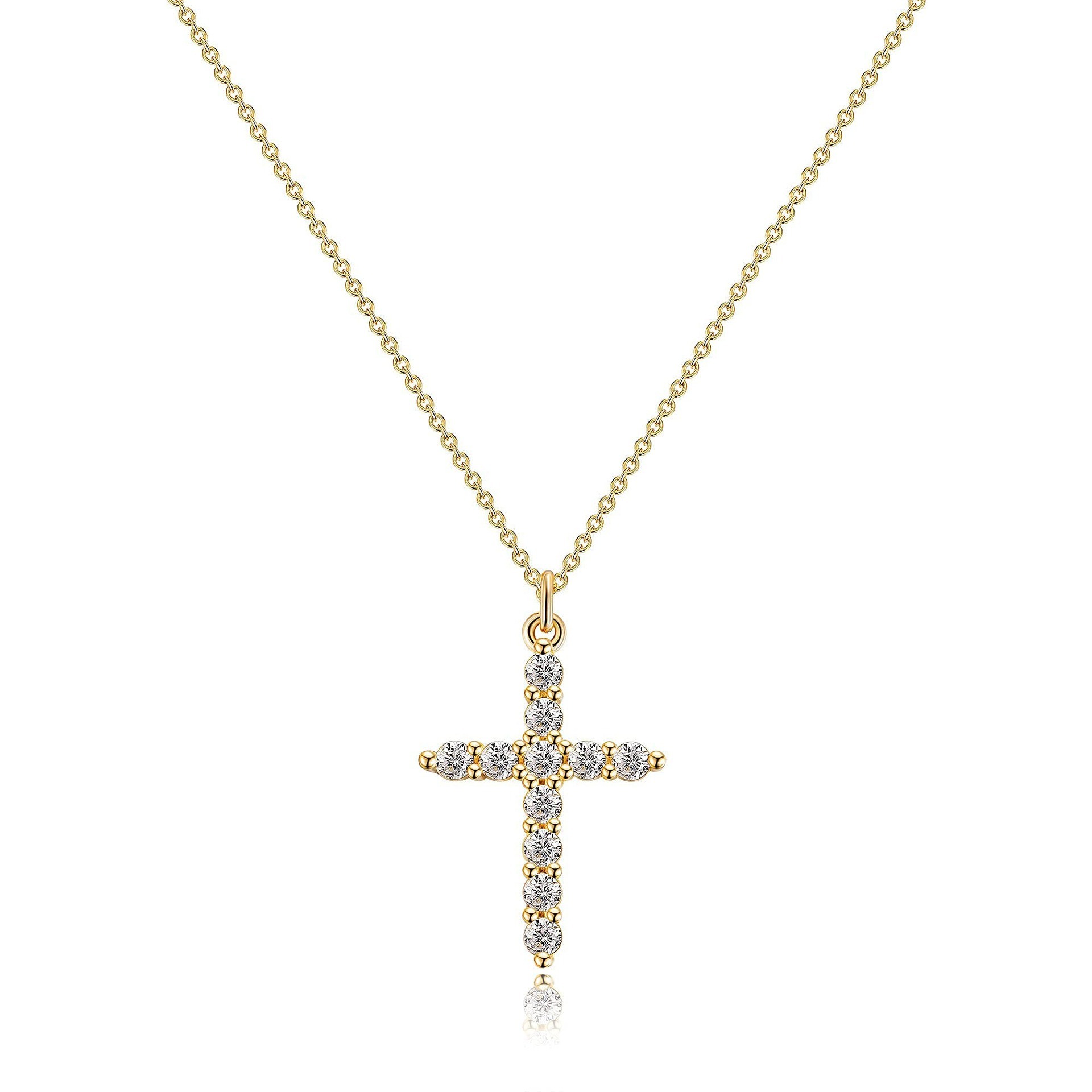 Gold brass cross necklace