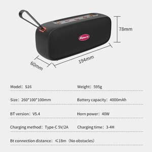 Altavoz Inalámbrico Estéreo S16 IPX7 Resistente al Agua de 20 W*2, Nueva Tendencia 2025, Sonido Envolvente de 360°, Graves Profundos, Portátil para Exteriores, V 5.4 - Product Image 6