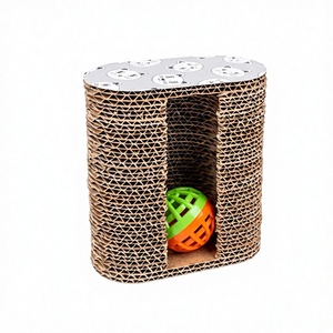 Cardboard <b>Cat</b> Scratcher Toy with Ball #1 - Product Image 1