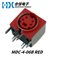 Connecteurs DIN en angle droit HX Factory Direct MDC-4-06B ROUGE Série MDC, base mini DIN femelle, coque en fer, prise de clavier