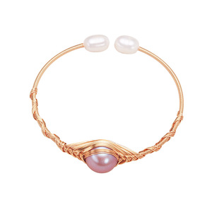 Handmade Freshwater Colored Real <b>Pearl</b> Winding <b>Bracelets</b> <b>for</b> <b>Women</b> Manufacturer's Direct Supply Simple Opening Bangle - Product Image 5