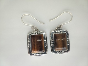Pendientes de Plata de Ley 925 Hechos a Mano con Ojo de Tigre, Joyería de Piedras Preciosas Naturales, Pendientes Colgantes Bohemios de Moda para Mujer, Venta al por Mayor - Product Image 4