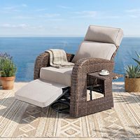 Fauteuil inclinable pivotant d'extérieur avec dossier réglable, repose-pieds rétractable, structure en acier carbone et osier, chaise longue de patio, épaisseur de 5 pouces