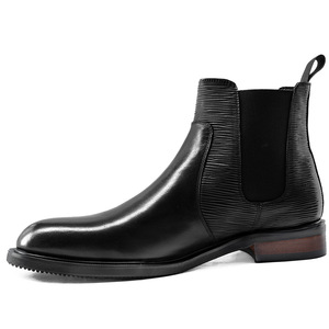 Botas Chelsea de Cuero Genuino Negro, Punta Redonda, Sin Cordones, Suela de Goma Antideslizante, Estilo para Oficina y Carrera, Todas las Temporadas - Product Image 6
