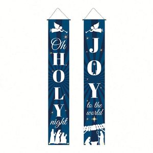 Couplet de Noël 1,80 m (6 pi) en tissu polyester, lot de 2 pièces, pour décoration de porte et de maison, articles de fêtes - Product Image 2