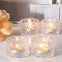 Lot de 12 bougeoirs cylindriques en verre transparent pour décoration de maison de plage, salle de bain et salon bord de mer