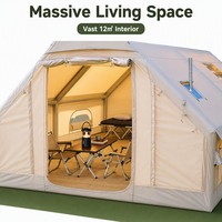 Tente de glamping gonflable de luxe de 12 m² - Tente cabine automatique en Oxford imperméable avec cheminée pour les États-Unis et l'UE