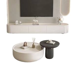 Table basse moderne en <span class=keywords><strong>bois</strong></span> massif pour petit appartement Style crème avec lumière de table d'appoint mobile Service à thé de luxe pour la maison - Product Image 5