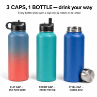 Bouteille d'eau isotherme en acier inoxydable 304, grande capacité 32oz/40oz, couleur dégradée, pour la gym, les sports et les activités de plein air