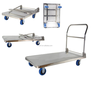 RH-WT01-7 1100*650*870mm 300kg <strong>Big</strong> Size Hand Push <strong>Cart</strong> 201 /304 Stainless Steel Foldable Warehouse Trolley - Product Image 1