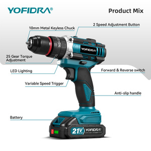 YOFIDRA Taladro <span class=keywords><strong>de</strong></span> Impacto Eléctrico 3 en 1, Modelo 25+3, Taladro <span class=keywords><strong>de</strong></span> Impacto Inalámbrico Portátil para Trabajos en Madera, Compatible con Baterí<span class=keywords><strong>a</strong></span> Makita <span class=keywords><strong>de</strong></span> 21V - Product Image 4
