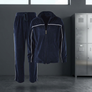 Customized Men's Winter <b>Hooded</b> Tracksuit-Polyester/Cotton Fleece Full Zip Side Pipping Custom Logo Plus Size Lightweight - Product Image 1