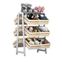Dubbelzijdige A-frame metalen houten manden modulaire displaystandaard winkelrekken zwaar belastbaar voor supermarkt en supermarkt