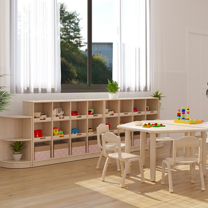 Modern Eco-Friendly Durable <b>Plastic</b> Children's <b>Table</b> Chair Cabinet Set for Kindergarten-Safety & Easy Assembly - Product Image 2