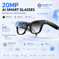 Lunettes Intelligentes IA avec Caméra 20MP, EIS 6 Axes, Traduction IA, BLE5.3, Musique et Appels, WiFi6, pour Voyage et Vlogging, 290 mAh W660