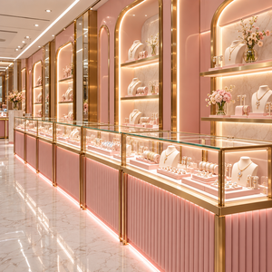 Custom Jewelry Store Display Cabinet Glass Retail Showcase with LED Lighting - Product Image 5