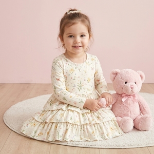 Nuovo Stile 2026: Abito Estivo a Strati per Bambina, Personalizzabile, Collo Tondo, Linea A, in Bambù Morbido, Nero - Product Image 1