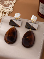 Boucles d'oreilles pendantes en résine acrylique, style vintage écaille de tortue, géométriques, superposées, bohèmes, surdimensionnées, longues
