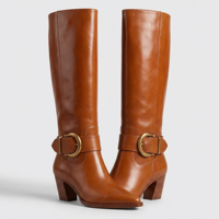 Bottes d'équitation pour femmes Yichang, à bout poli, hauteur genou, en cuir véritable, plateforme épaisse, style ajusté