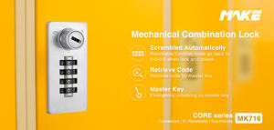 Gran oferta MK716, cerradura de casillero de combinación mecánica de 4 dígitos, cerradura de código de 4 dígitos para armario público con llave maestra - Product Image 4