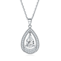 R.GEM. Ensemble de bijoux de luxe en argent 925 avec zircon en forme de goutte d'eau, collier, bague, boucles d'oreilles, plaqué rhodium, pour les cadeaux de Noël