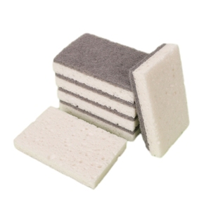 二層ココナッツ繊維 + セルローススポンジブロック (3パック) 、ディープクリーニング & オイル除去用の灰色のキッチンスポンジ