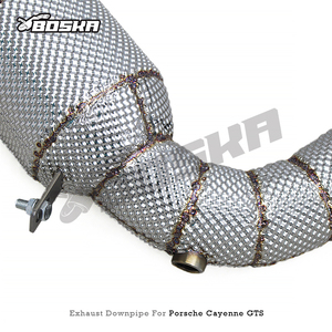 Tuyau d'échappement personnalisé en acier inoxydable 304 de 1,5 mm d'épaisseur pour Porsche Cayenne GTS 4.0T 2019-2024 Boska Free Flow avec bouclier thermique - Product Image 5
