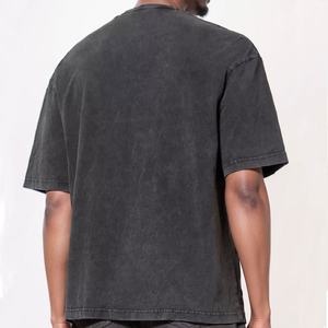 Wholesale Heavy Cotton 280 Gsm Vintage Washed <b>High</b> <b>Neck</b> <b>Tshirt</b> With Your Own Logo - Product Image 4