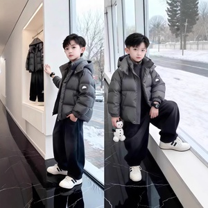 Veste d'hiver pour adolescents, coupe-vent à <span class=keywords><strong>capuche</strong></span> amovible sans lavage, fermeture éclair, épaisse et chaude, rembourrée en coton, pour enfants plus âgés - Product Image 1