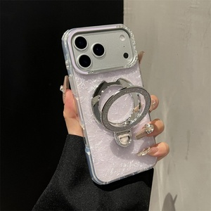 Funda Magnética con Purpurina para Teléfono Móvil iPhone 17 Air 16 15 Pro Max, Soporte con Lente de Diamante, Cubierta Trasera de PC TPU IMD - Product Image 6
