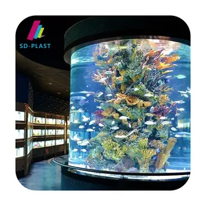 2024 Melhor preço Acrílico ultra personalizado transparente grande cilindro acrílico aquário retângulo curvo acrílico aquário tanque de peixes