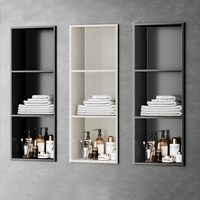 Niche de douche murale d'angle en acier inoxydable de style moderne personnalisée avec éclairage LED, étagère encastrée à trois niveaux, écologique