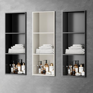 <span class=keywords><strong>Niche</strong></span> <span class=keywords><strong>de</strong></span> douche murale d'angle en acier inoxydable <span class=keywords><strong>de</strong></span> style moderne personnalisée avec éclairage LED, étagère encastrée à trois niveaux, écologique - Product Image 3