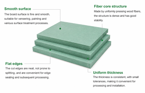 Pannello <span class=keywords><strong>MDF</strong></span> CARB P2 Melaminico 18mm per Armadietti, <span class=keywords><strong>MDF</strong></span> HMR (Alta Resistenza all'Umidità) con Anima Verde per Mobili da Cucina - Product Image 5