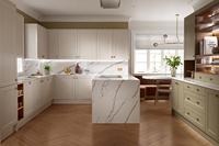 Meubles de cuisine modernes Lesso Home contemporains laqués de forme carrée, prêts à assembler, avec évier en verre, écologiques