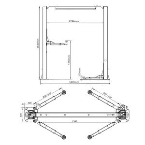 Elevador de Autos de 2 Postes / Elevador Hidráulico para Lavado de Autos Multifuncional L--088S/ - Product Image 2