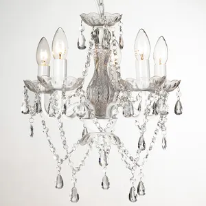 Lustre suspenso de 5 luzes, braços, casamento, decoração, branco, de cristal, iluminação, corrente, pendurado, quarto, moderno, lustre